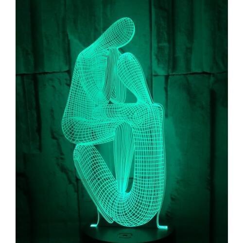 New Meditator 3d Lamp Colorful Touch Control Abstract Human 3d Led Visual Desk Lamp Atmosphere Table Lamp