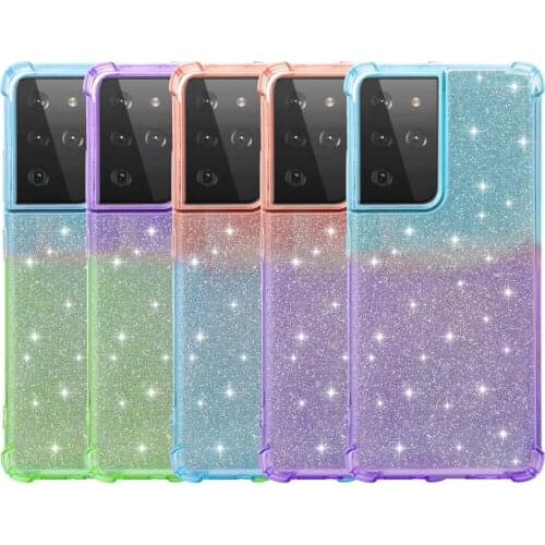 Shockproof Case For Samsung Galaxy S21 Plus S21 Ultra 5G Luxury Gradient Glitter Back Cover