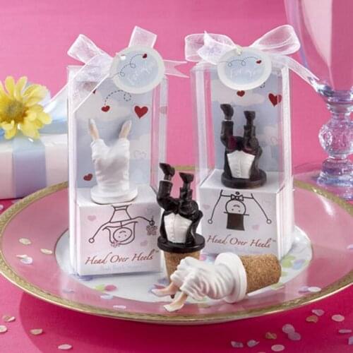 Resin Head Over Heels Bride or Groom Bottle Stoppers which are widely used in wedding party Free shipping 5pairs/lot=10pcs/lot