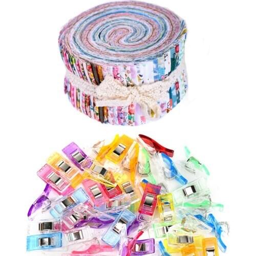 Dailylike Roll Up Cotton Fabric Quilting Strips Patchwork Cotton Quilting Fabric With Different Patterns And Sewing clips