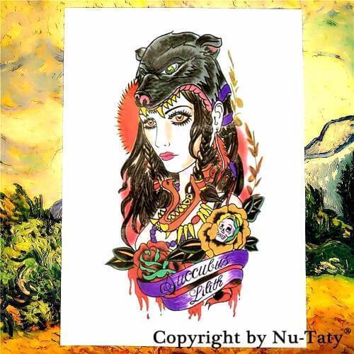 SHNAPIGN Succubus Lilith Temporary Tattoo Body Art Flash Tattoo Stickers 21*15cm Waterproof Car Styling Home Decor Wall Sticker