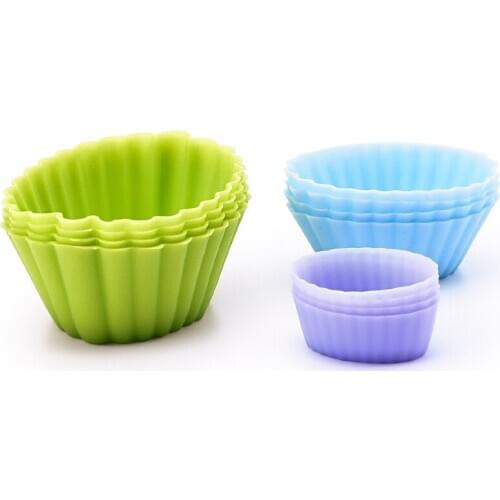 Random Color Silicone Muffin Cups Cake Decorating Tools Baking Accessories Oval Kitchen Gadgets Cupcake Mold 12Pcs