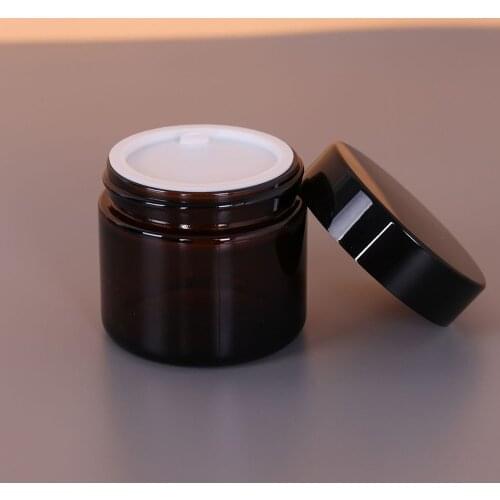 20g/30g/50g/100g Glass Amber Brown Face Cream Refillable Bottles Empty Leak-proof Cosmetic Sample Container Jar Pot With Liners