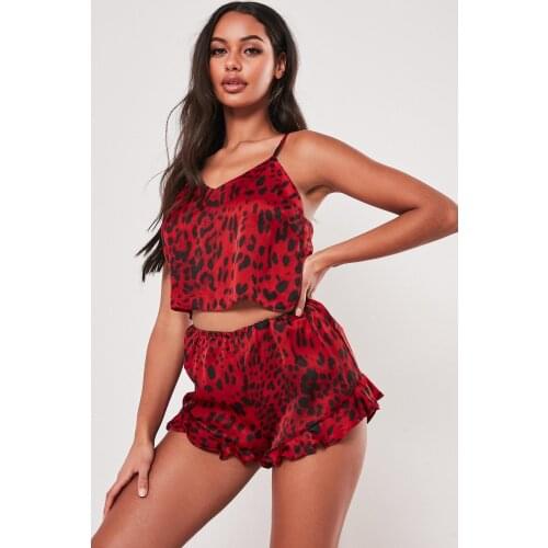 Stylish Satin Printed Shorts Suit Women Pijamas Pajama Femme Nightwear Lingerie Underwear Fashion Sexy Sleepwear