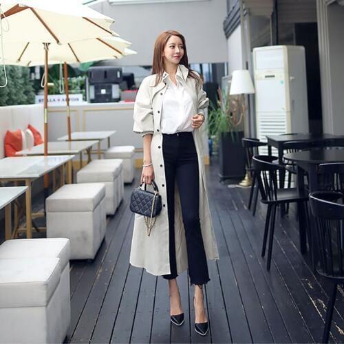 Women Windbreaker New Stand Collar Single-Breasted Belt Bat Sleeve Slim Fit Long Female Trench Autumn Winter Fashion Ladies Coat