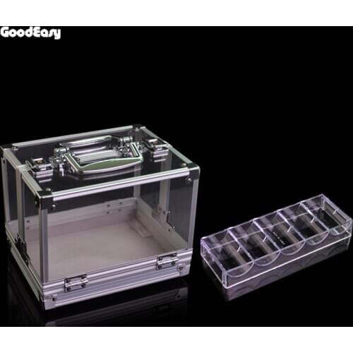 High Quality 600PCS Portable Poker Chips Suitcase Large Cases With Password Acrylic Transparent Double Open Coin Boxes