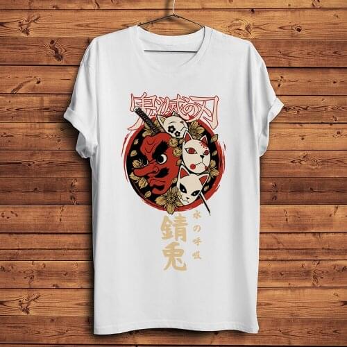 Demon Slayer Urokodaki Sakonji water breath Sabito mask funny anime tshirt Men White Casual short T Shirt Unisex streetwear tee