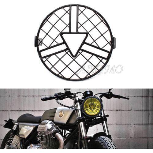 New Headlight Protector Cover Metal Retro Motorcycle HeadLamp Mesh Grille Lampshade Fit For Universal Harley Triumph Honda