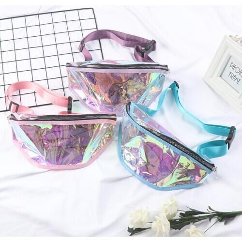 1pc Women Clear Transparent Laser Belt Bag Fashion Punk Fanny Pack Waist Pack Bag