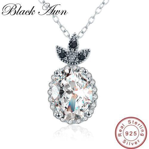 [BLACK AWN] 925 Sterling Silver Necklace for Women Trendy Pineapple necklaces pendants Silver 925 Jewelry P044