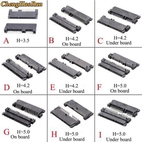 1PCS SATA Interface Socket SSD Solid State Drive Seat 7+15P 22PIN Female Connector On/Under board H=3.5/4.2/5.0/6.3/6.74/15.15