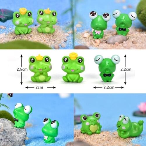 10pcs Cute Frog Animal Miniature Fairy Garden Ornament DIY Glass Decor Small Stuff Figurine Statue Model Craft Home Decoration