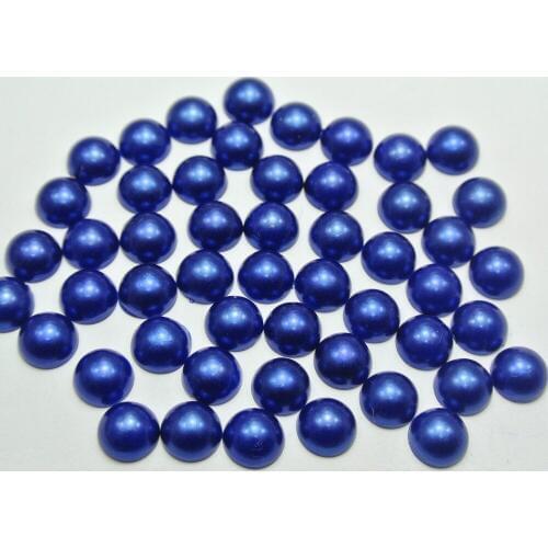 100 Royal Blue Half Pearl Bead 12mm Flat Back Scrapbook Craft