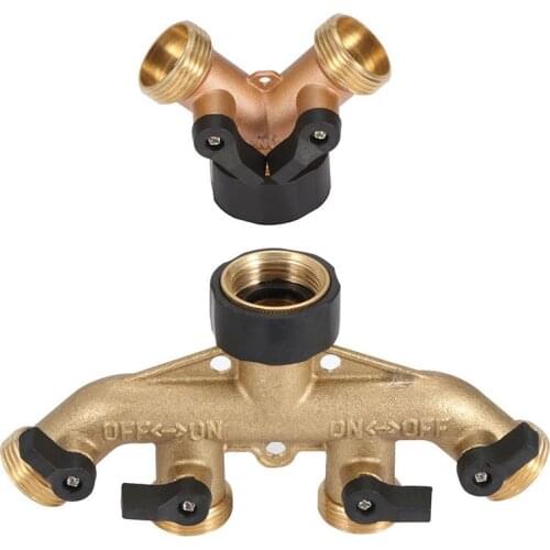 2/4 Way Water Distributor Brass Garden Hose Water Tap Water Distributor Hose Connector With Copper Connector Tap Faucet Brass