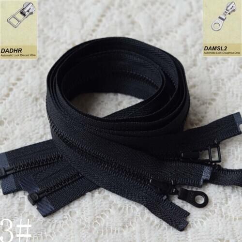 2 Pcs/lot Long Short YKK Metal Zipper Vintage All Black Fasteners Single Open End Zip Sewing Accessories Wholesale