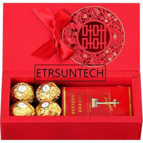 200pcs/lot Double Happiness Candy Boxes With handle Gift Boxes Wedding Party Favors Box Mariage Souvenir Sweet Box