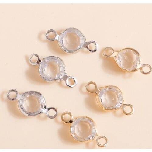 60pcs 7*13mm Alloy Circle Connector Charms for Bracelets Necklaces DIY Handmade Making Clear Crystal Charms Jewelry Supplies