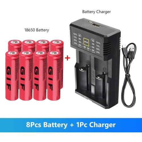 18650 Battery 3.7v 9800mAh Li-ion Rechargeable 18650 batteries Cell Lithium 18650 Bateria Li-ion Torch Cell With Charger 8PCS
