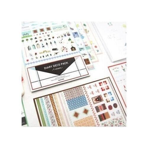 9sheets/set/lot NEW Vitange Diary Stickers Students' Multifunction Cartoon DIY PVC Sticker Index Sticker Sign post