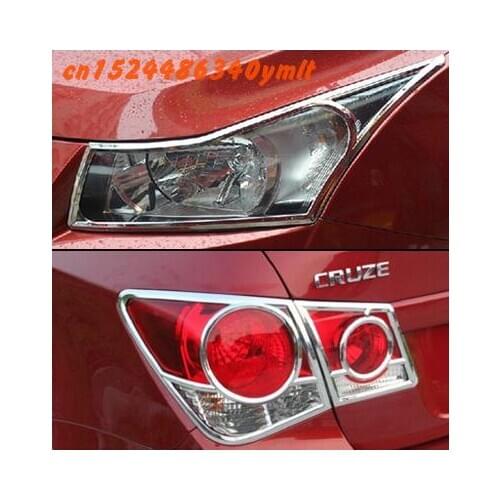 ABS Chrome Front Rear Trunk Headlight Tail Light Lamp Cover Trim Styling Garnish Bezel Molding For Chevrolet Cruze 200--2014