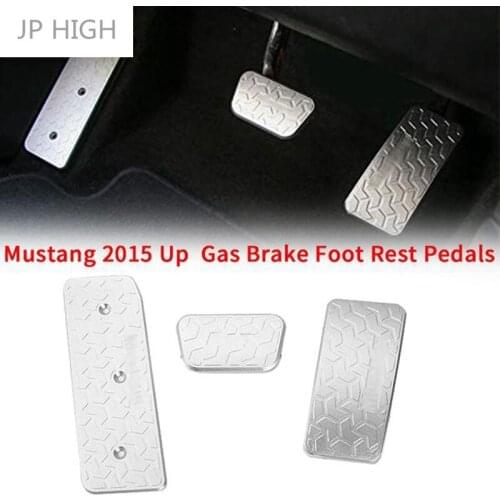 Aluminum Alloy Car Left Foot Step Pedal Foot Rest Pedal Cover Anti Slip Plate Panel for Ford Mustang 2015 + Car Styling