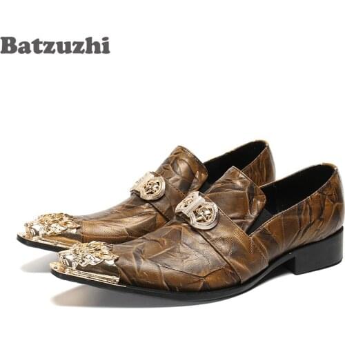 Batzuzhi Fashion Men Leather Shoes Formal Genuine Leather Dress Shoes Men Pointed Toe Party Zapatos Hombre , Big Sizes EU38-46