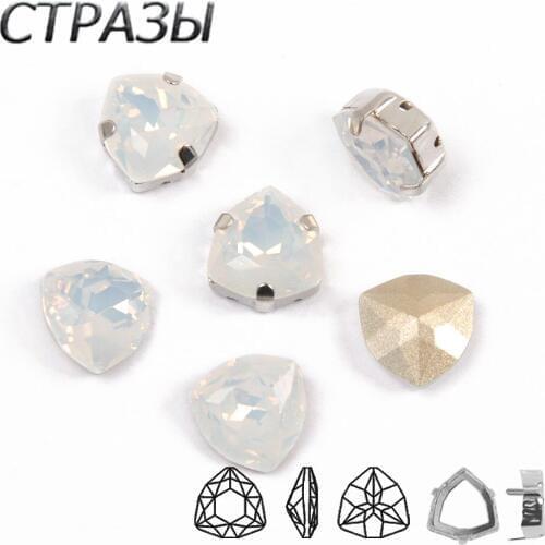 White Opal Fat Trilliant sew on rhinestones Crystal buckle Zircon glass rhinestones Diy jewelry clothing accessories