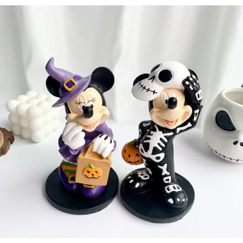 Disney Halloween couple of Skeleton Mickey mouse Witch Minnie exquisite resin Action Figure Toy mickey toys home decoration toys