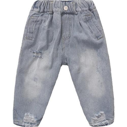 Spring Autumn Kids Jeans Casual Korean Loose Trousers for Boys Toddler Girls Denim Pants 3 4 5 6 7 Y Elastic Waist Harem Pants