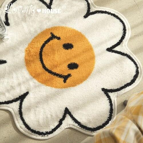 Smiley flower home deco mat carpet bathroom door non slip absorbent mat Carpet in the living room bedroom entrance Bath Mat