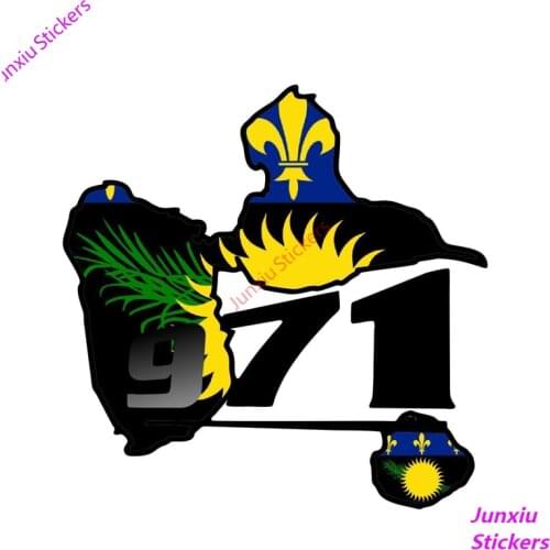 Personality Colorful Car Sticker and Decal Guadeloupe 971 Flag Map Decal Motorcycle SUV Fine Decal Car Accessories PVC13x13cm