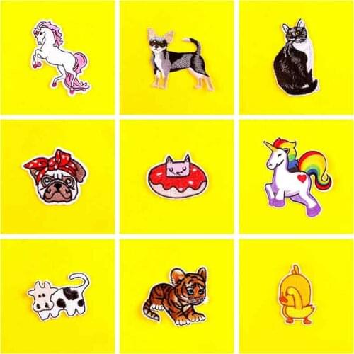 Unicorn cute patches animal Embroidered Patch For Clothing Badges Iron On Patches Stripe On Clothes Applique Jacket Jeans patch