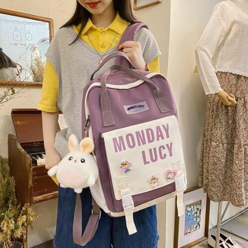 Women Cute Backpack High Capacity Female Harajuku School Bag College Lady Kawaii Cartoons Backpack Fashion Book Girl Bag Student