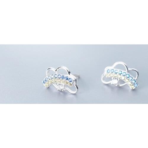 MloveAcc New Arrival 925 Sterling Silver Colorful Zircon Rainbow Cloud Exquisite Stud Earrings Women Trendy Party Earring Jewelr