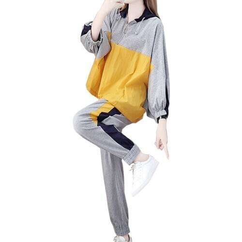 Fashion casual tracksuit for women 2020 new woman cloth stitching loose Korean version was thin foreign style two piece set