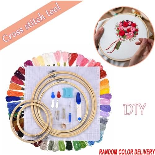 DIY Embroidery Flower Handwork Needlework for Beginner Cross Stitch Kit Ribbon Painting Embroidery Hoop Home Decoration