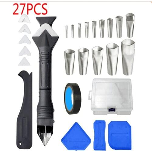 27Pcs Silicone Reusable Caulking Tools Caulk Nozzle Applicator Kit Sealant Finishing Tool Grout Scraper Kitchen Bathroom Window
