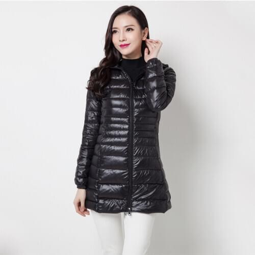 New winter thin light down jacket outerwear womens long plus size 7XL white duck down coats female fashion slim coat clothing