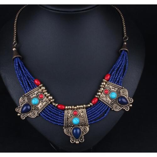 New Arrival Acrylic Zinc Alloy 2018 Hot sale small resin beads vintage ancient egyptian necklace NK231