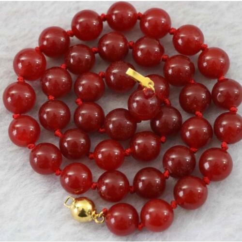 Charming women red dyed jades natural stone chalcedony round beads 8mm 10mm 12mm special diy jewelry necklace 18" B1016