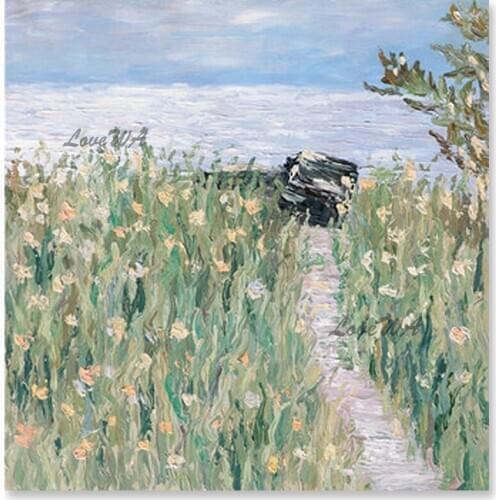Outdoor Field Landscape Oil Painting 100% Hand Painted Abstract Texture Flower Paintings Wall Decor Canvas Art For Modern Home