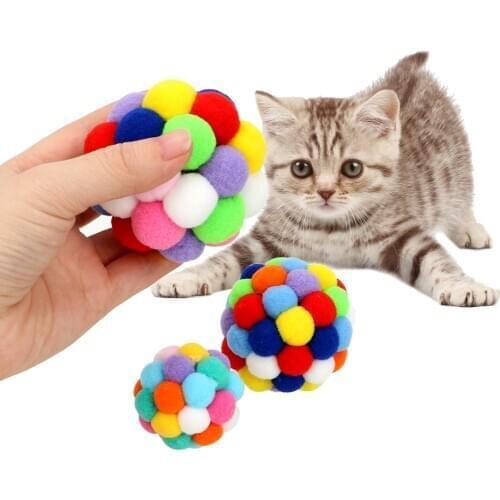 Plastic Plush Ball Cat Football Training Toys Pet Cat Toy Color Random Sound Toys Pet Products Pet Cat Toys