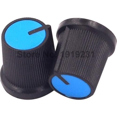 10PCS WH148 knob Plastic Potentiometers Knob for Single Double Potentiometers Switch Cap 14.5X15mm Handle 6MM AG3 Blue