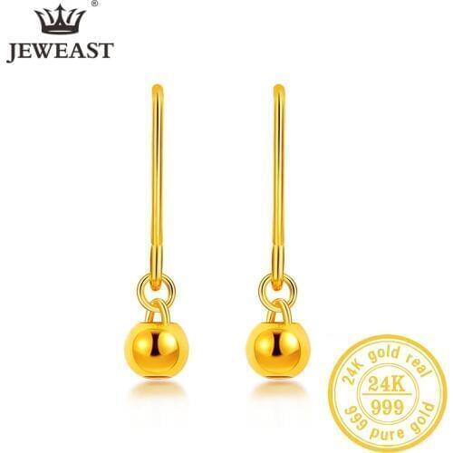 BTSS 24K Pure Gold Earring Real AU 999 Solid Gold Earrings Good Hollow Ball Tassel Upscale Trendy Fine Jewelry Hot Sell New 2020