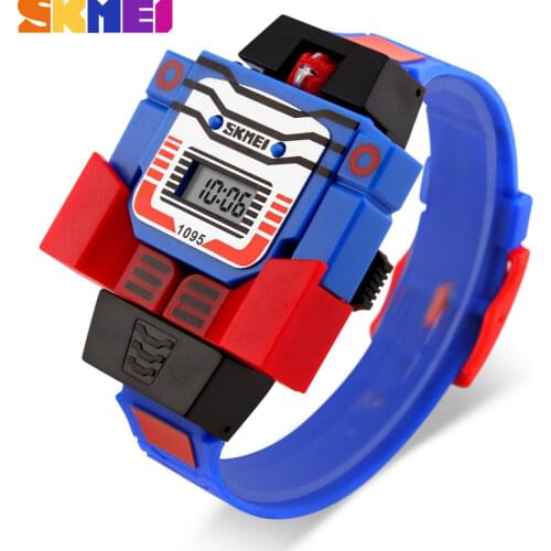SKMEI Kids Watches LED Digital Children Cartoon Sports Watches Robot Transformation Toys Boys Wristwatches montre enfant 1095