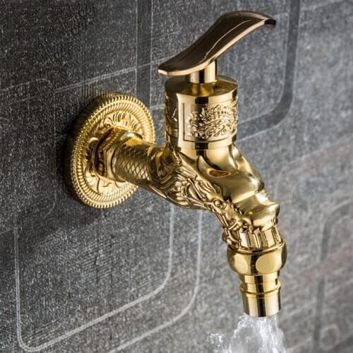 Washing Machine Faucet Retro Vintage Carved Home Sink Garden Single Faucet Water Tap DIN889