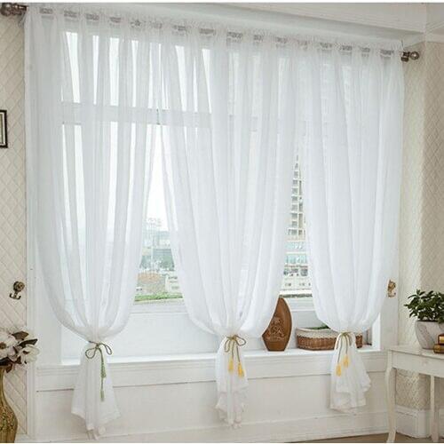 Modern brief white screens linen organza/voile/tulle window screening curtains for home