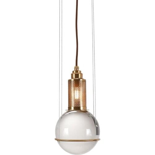 Modern Designer Creative Clear Glass Ball Copper Pendant Light Living Room Bedroom Bar Restaurant Home Decoration Hanging Lamps