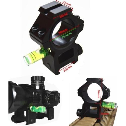 Tactical Airsoft Riflescope Sights 30mm Scope Mount with Spirit Bubble Level w/ 1" Adapter for 20mm Picatinny Weaver Rail