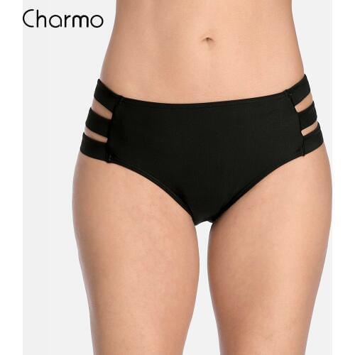 Charmo Swimming Bottom Women Bikini Bottom Hollow-out Swimwear Briefs High Waist Sexy Swimming Trunks
